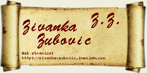 Živanka Zubović vizit kartica